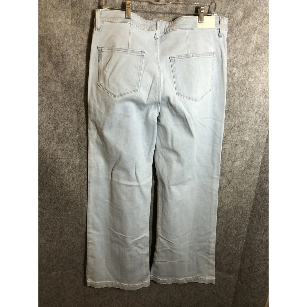 Paige Leenah Jeans Womens 33 Blue High Rise Wide Leg Light Wash Denim Stretch